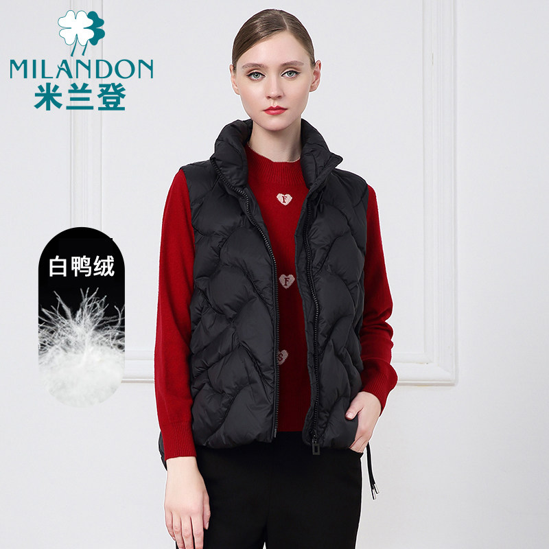 米兰登中老年女装时尚白鸭绒马夹 米兰登服饰中老年女装