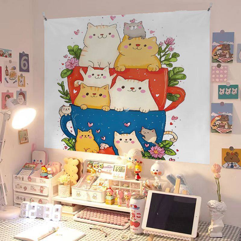 多巴胺可爱卡通狗狗装饰布趣味潮流极简线条幼儿园儿童房ins挂布,淘宝优惠券,粉丝福利购,淘宝优惠卷