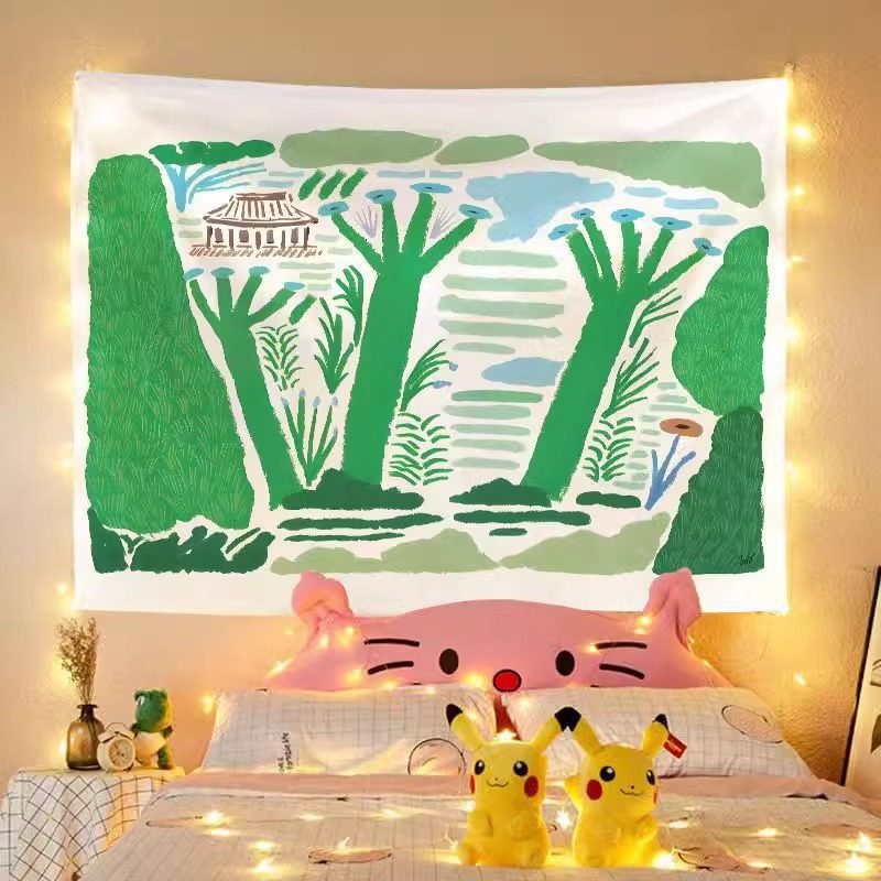 新款 ins风卡通治愈系挂布宿舍墙面免打孔卧室床头布房拍照背景布,淘宝优惠券,粉丝福利购,淘宝优惠卷