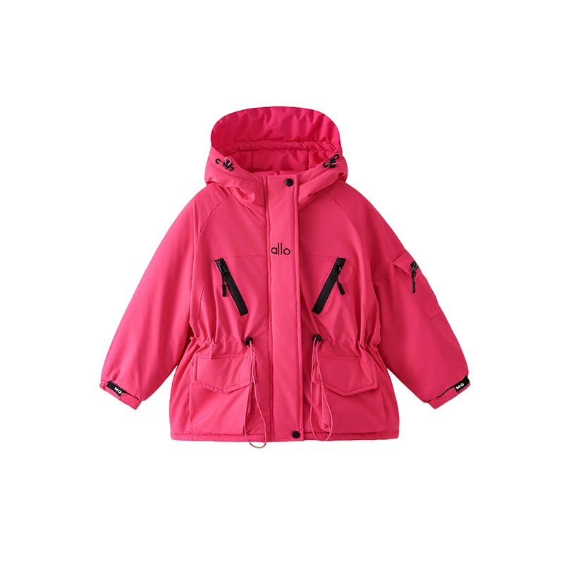 拉夏贝尔女童夹棉外套秋冬季2026新款保暖棉服儿童加厚连帽冲锋衣 - 图3