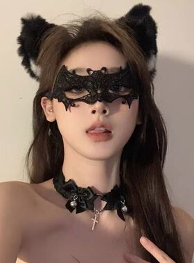 万圣节化妆舞会派对面罩性感黑色蕾丝刺绣眼罩cosplay道具面具