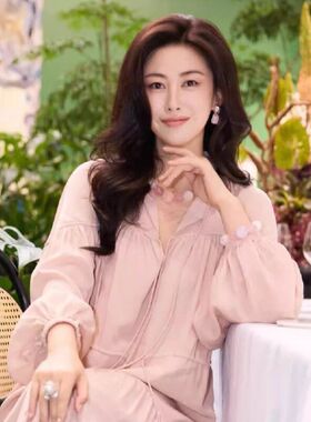 朱珠同款粉水晶项链女西柚粉圆珠