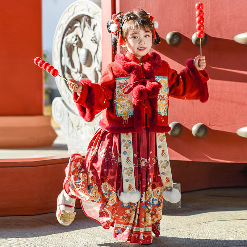 女童拜年服冬季儿童马面裙过年喜庆唐装2026新款冬装新年国风汉服,淘宝优惠券,粉丝福利购,淘宝优惠卷