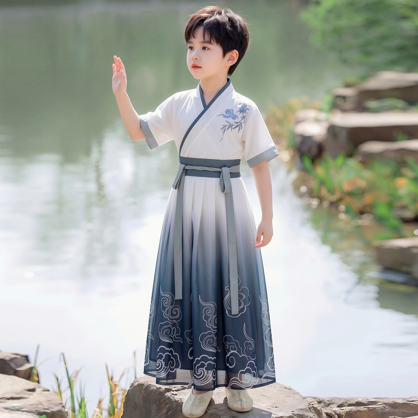 汉服男童2026新款儿童夏季新中式国风唐装男孩古风帅气小少爷古装