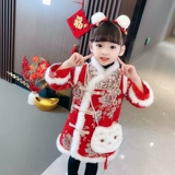 Зимнее ципао, детское ханьфу, китайский стиль, увеличенная толщина