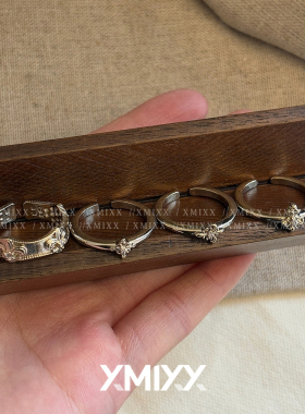 轻奢通勤小众鸢尾开口叠戴戒指女