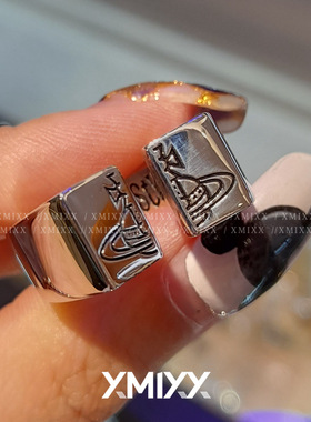 西太后薇薇爱同款刻印土星开口戒指简约朋克风情侣方形食指戒