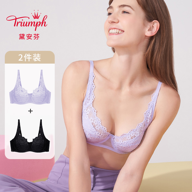 Triumph/黛安芬经典系列蕾丝内衣薄款女大胸性感文胸套装19-575I-图0