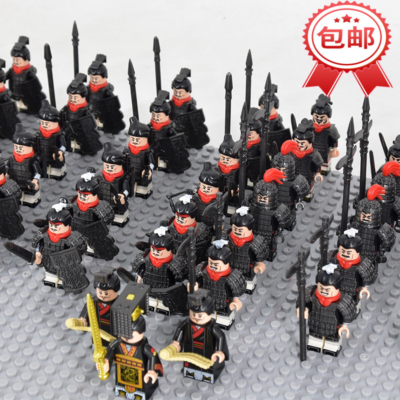 樂高积木第三方秦始皇人仔秦帝国古代秦军士兵拼装积木人仔玩具_虎窝淘