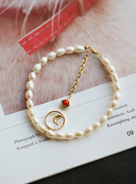 朱砂痣设计师日韩风天然淡水珍珠