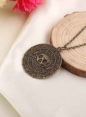 金属十字链通用阿兹特克金币项链