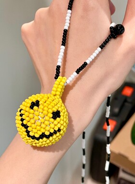 海边少女甜美多巴胺小众设计珍珠蝴蝶结颈链彩色串珠少女锁骨链潮