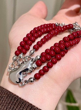 本命年红色串珠多层手链高级感小众精致多圈葫芦手串秋冬马年礼物