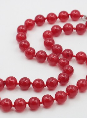 油菜花玉髓玉石圆珠女宝石项链