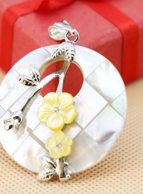 百搭圆形挂件贝壳复古颈链吊坠