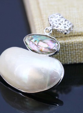 diy拼接幻彩白母贝吊坠送妈妈