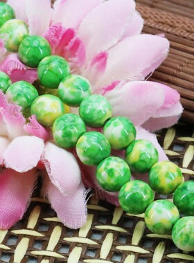 油菜花雨花石绿黄色散珠配件隔珠