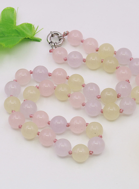 中国风项链油菜花玉髓粉黄紫圆女