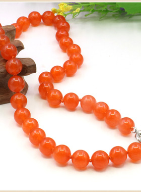桔色天然玉石礼物锁骨链