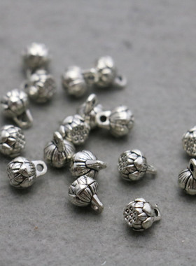 银色合金含苞莲花小吊坠手工串珠