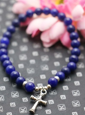 diy青金石十字架吊坠饰品佛珠