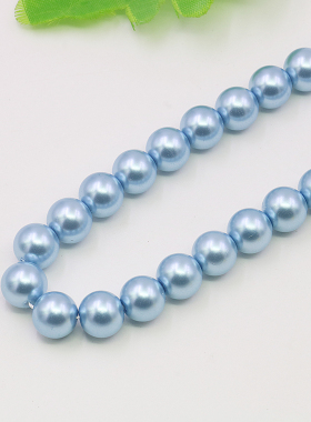 油菜花珍珠贝珠圆珠女梦幻蓝项链