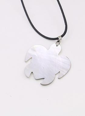 油菜花黑贝天然皮绳女海龟项链