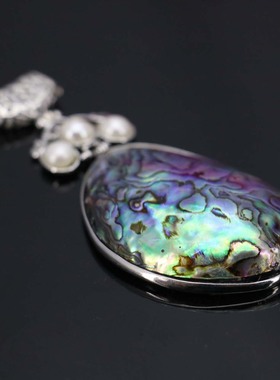 diy幻彩天然鲍鱼贝项链挂件吊坠