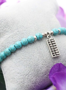 diy蓝松石小算盘吊坠饰品佛珠