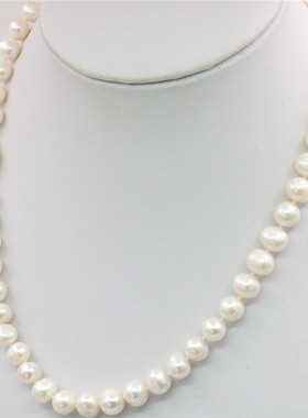 油菜花淡水珍珠近圆女白色项链