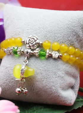 油菜花女玉髓猫眼石葫芦玉石手链