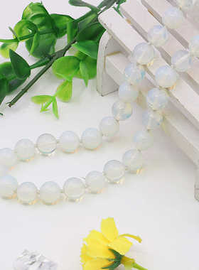圆珠项链油菜花玉石天然圆珠女