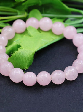8mm圆珠粉晶玉髓手链 DIY手工串单圈弹性编织手串送女友招桃花甜
