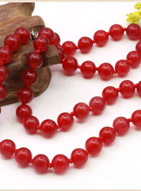 红色天然玉石礼物锁骨链