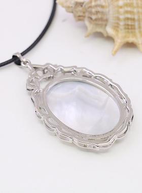 侧脸项链油菜花贝壳天然女皮绳