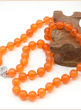 桔色天然玉石礼物锁骨链