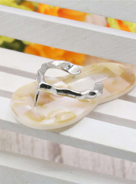 个性拖鞋款黑白拼接幻彩天然鲍鱼贝壳吊坠 DIY首饰母贝挂件送妈妈