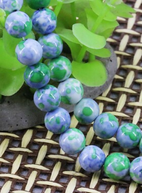 油菜花雨花石绿紫散珠圆珠隔珠女