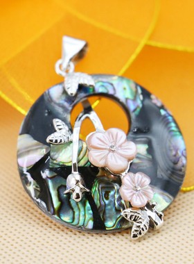 鲍鱼贝百搭圆形挂件复古颈链吊坠