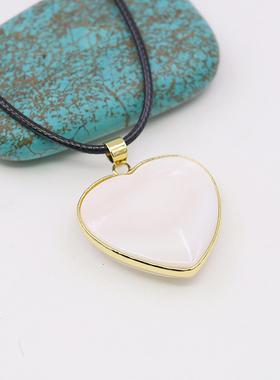 爱心项链油菜花贝壳天然女皮绳