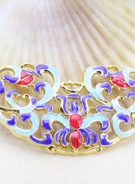 油菜花女合金景泰蓝吊坠金锁形