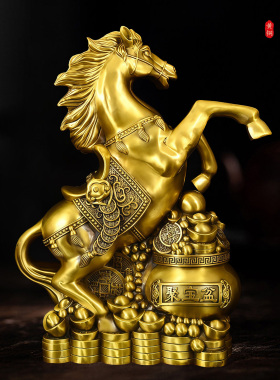 黄铜招财马到成功摆件