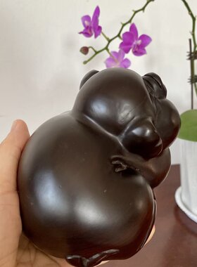 黑檀木十二生肖猪摆件整木雕刻对猪招财猪福猪木雕工艺品新居礼物