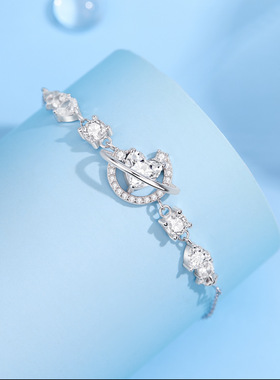 梦幻星月S999纯银手链小众精致简约手环高颜值手饰送女友闺蜜礼物