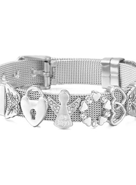 2022新款10mm不锈钢手表链式手链 DIY爱心天使情侣手链