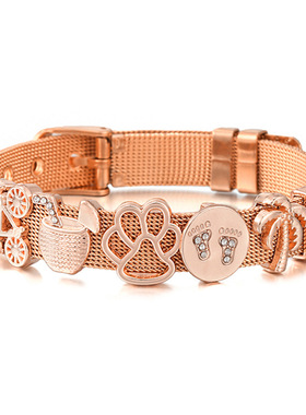 2022春季新款10mm不锈钢手表链式手链DIY爱的印记情侣手链