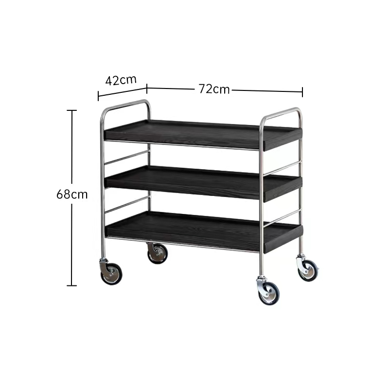 极简不锈钢实木小茶几可移动边几推车客厅沙发边角几边柜金属餐车 - 图3