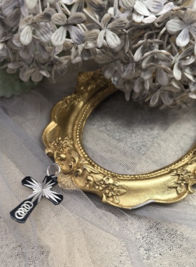 日本海外vintage中古简约款十字架吊坠项链孤品