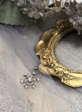 日本海外vintage中古简约款复古银色雪花吊坠孤品