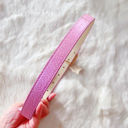 NEW仙品美物 超美仙粉紫色轻奢天然三文鱼皮细腰带女皮带裙带 - 图3